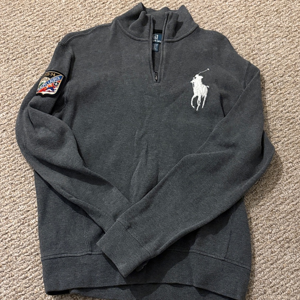 Polo by Ralph Lauren Men's Charcoal Zip-Up Sweater